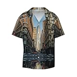 Tissu du produit : cette chemise à manches courtes Streets of New York City pour homme est fabriquée en tissu polyester, adaptée pour l'été, avec un design imprimé intégral et un col cubain classique pour ajouter un sens de la mode.