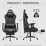 Homall Gaming Chairs, Computer Chair with Footrest and Massage Lumbar Support, Height Adjustable Game Chair with Headrest and Swivel Seat (Black) - Image 3