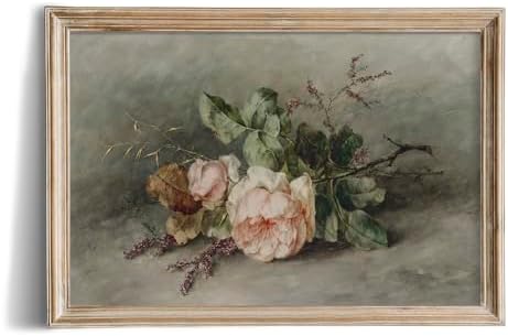 Amazon.com: Vintage Pink Rose Rustic Farmhouse Wall Art Decor - 24x36 ...