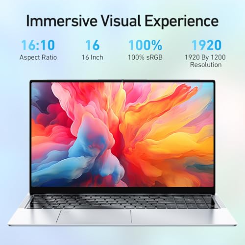 Image of 2025 16'' Full HD Laptop Compatible with Windows 11, 1TB SSD 16GB RAM, 12th Gen N95 Processor(Max 3.4GHz), 8000mAh Battery, Backlit Keyboard, Fingerprint, Type-C, HDMI, WiFi5, BT, TF Card Slot