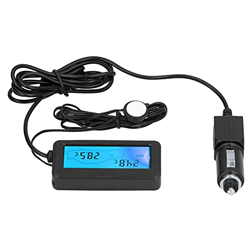 DC 12V Thermomètre de Voiture, Mini Jauge de Température Numérique Universelle avec Écran Rétroéclairé Lcd pour Automobile Voitures Camion UV Intérieur...