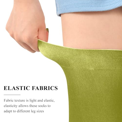 Thigh High Socks Extra Long Socks Elastic for Fashionistas medias finas de mujer para vestidos Olive Solid Color Pure Plain Green4