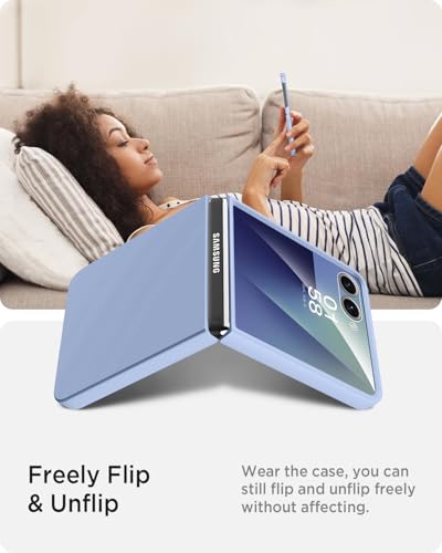 Miimall Slim Case for Flip 7 Samsung with Screen Protector,Thin Slim Shockproof Drop-Proof Anti-Scratches Nonslip Grip Full Body Matte Polycarbonate Protective Phone Cover for Samsung Z Flip 7,Liblue - image 5