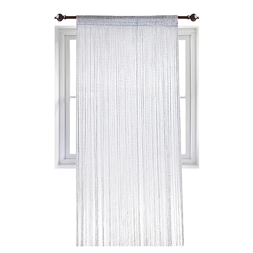 Beaded Door Curtain 79x39 Inch Grey Door Curtain Fly Screen Lightweight String Curtains for Doorways, Room Dividers, Window Decor