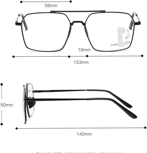 Miniatura 4 de Gafas de lectura para exteriores 2.0, lentes de sol fotocromáticas progresivas multifocal, lector de computadora, lentes de marco de metal negro