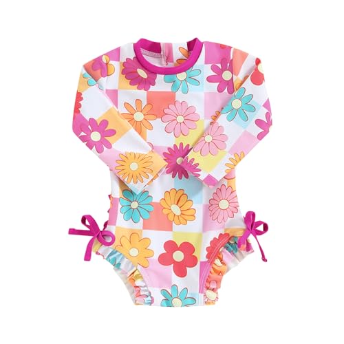 Opiniones de Trajes de baño para Bebé . 47 MAYUMMPY - Traje de baño de playa con cierre UPF 50+ protector de erupciones de una pieza, Floral Manga Larga Rosa, 18-24 Meses