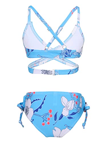Choomomo Kids Girls Floral Print Bikini Set Criss Cross Back Bra and Tie Side Briefs 2 Pieces Bathing Suit2