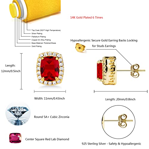 TOPGRILLZ Square Stud Corloful Earrings Rectangle 5A+ Cubic Zirconia 14K Gold Plated Multiple Colors Big Square Stud Earrings Jewelry For Men Women2