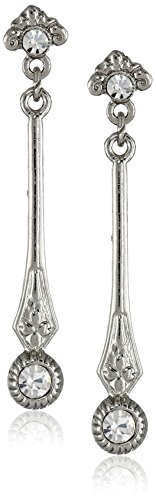 Downton Abbey Linear Crystal Post Top Drop Earrings