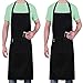 LEFUNDA® 2 pezzi Grembiule da Cucina, Grembiule impermeabile con 3 Tasche, Grembiule da Barbecue, Regolabile con Nastri Lunghi, Per Uomo e Donna, Cucina, BBQ, Ristorante, Caffè (Nero)