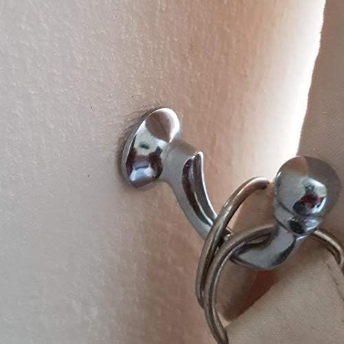 SPTwj 4 Pack Curtain Tie back Hooks U Ball End Zinc Alloy Curtain Holdbacks Heavy Duty Curtain Tie Band Rope Hook Door Wall Clothes Coat Hangers Hook Silver