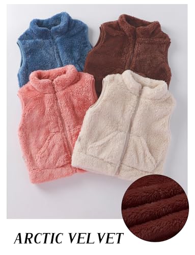 SEAUR Boys Girls Fleece Vest Kids Polar Fleece Zipper Jacket Sleevless Fall Winter Warm Outerwear With Pockets 2-6T4