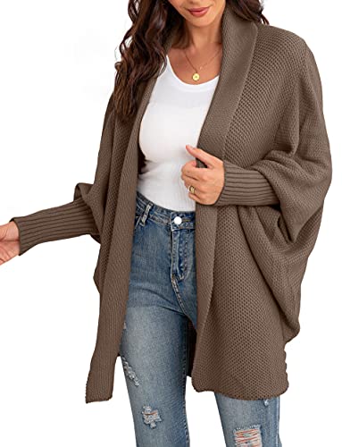 Image of GRECERELLE Women's Kimono Batwing Cable Open Front Knitted Slouchy Oversized Wrap Cardigan Sweater Outwear Coat