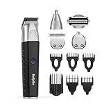 BaByliss MT812E - Cortacésped multifunción 11 en 1 con varios cabezales y accesorios para un aseo masculino completo Kit de aseo inalámbrico para el cabello, barba, cuerpo, orejas y nariz impermeable