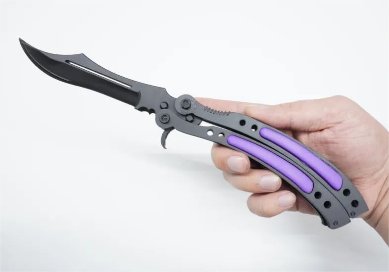 Image of VIKSON INTERNATIONAL CSGO Style Butterfly knive Trainer - Practice Tool for Flipping - Safe Unsharpened Plastic Blade - For kidsy