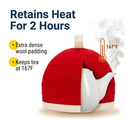 Image of Glaciart One Wool Teapot Cozy Kettle Cover | Dome Shaped Large Tea Cosy, Kettle or French Press | Handmade & Needle Felted from Natural Wool | Warms Up to 2 Hours | Great as Gift