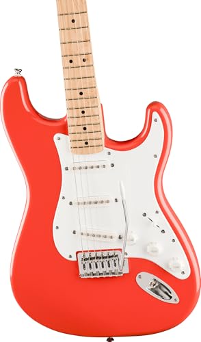 Image of Fender Squier Sonic Stratocaster - Fiesta Red Bundle with Mustang Micro Headphone Amp, Cable, Tuner, Strap, Picks, and Austin Bazaar Instructional Video
