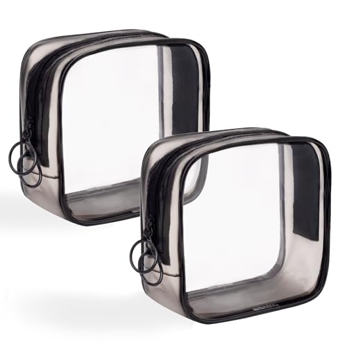 LYroo Black Small Makeup Bag Clear Mini Makeup Zipper Pouch Makeup Bag Small Cosmetic Bag for Purse Essentials Items Women Coin Purse Aesthetic Stuff(2 Pack)