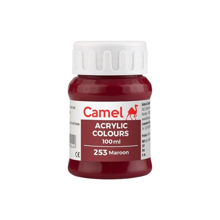 Image of Acrylic Colour 100ML - Versatile, Permanent, and Skin-Friendly Paint for Multiple Surfaces | (Maroon 253)