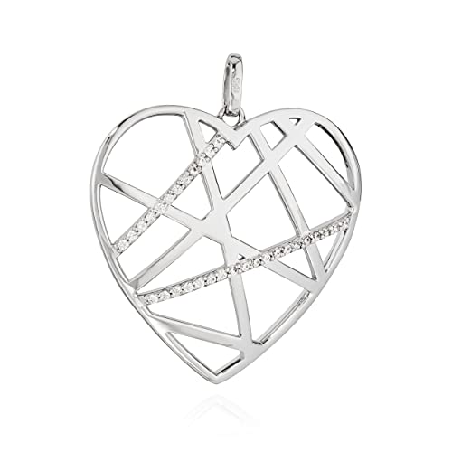 Pendentif coeur argent 925 rhodié femme NKlaus zircon blanc amulette 13520
