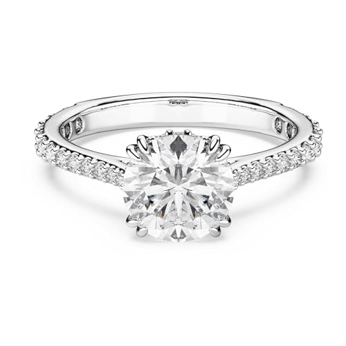 Swarovski Stilla Collezione Anello cocktail, Taglio rotondo, Pavé, Bianco, Finitura tonalità argento