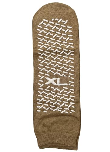 Comfort Axis 6 Pairs of Single Sided Non-Skid Travel Slipper Ankle Socks, Beige (X-Large)3