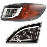 Tail Light 2pcs Right Passenger Side Inner-Lens Outer-Clear & Red Housing Taillights Taillamps Brakelights for Mazda 3 2010-2013 SasugaOne