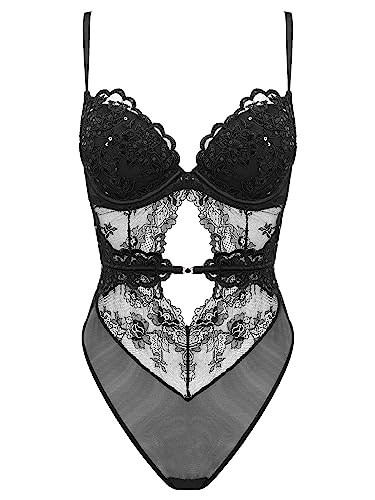 Body Acolchado Icon Negro En Oferta Ann Summers The Icon Body - Lencería Sexy Con Bordado De Lentejuelas, Color Negro, Negro, 42