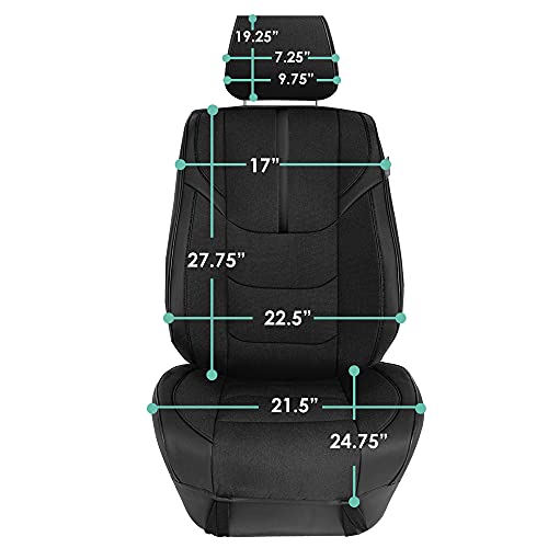 FH Group Front Set Oxford Car Seat Covers for Low Back Car Seats with Removable Headrest, Universal Fit, Airbag Compatible Seat Cover for SUV, Sedan, Van, Black by FH Group - Image 6