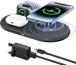 Wireless Charger 3 in 1 Charging Station Eisreho 15W Max Fast Wireless Charging Stand Dock for iPhone 14 13 12 11 Pro Max Airpods Pro iWatch SE Series, Wireless Charging Pad for Samsung S21