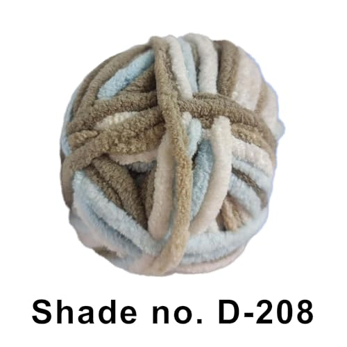 Image of VCR White Tri-Color, 100 Grams Hank, 60 Meters Length, Premium Polyester Ball for Crochet and Knitting, Pack of 1 Yarn, Soft and Bulky Fur Suitable for DIY