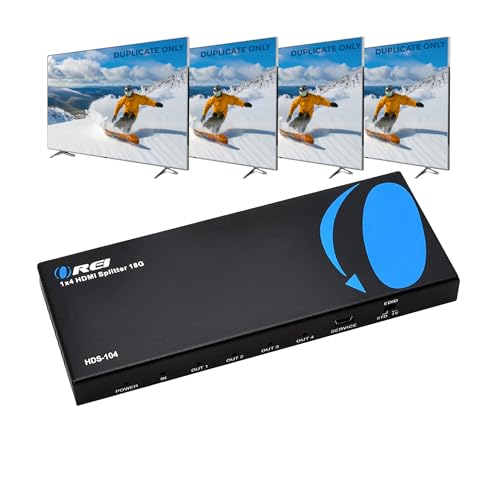 Image of OREI HDMI Splitter 1 in 4 Out - 4K@60Hz HDMI 2.0 Splitter with HDCP 2.2, EDID Management, and LPCM /Dolby /DTS Audio Support - Compact Plug & Play Design