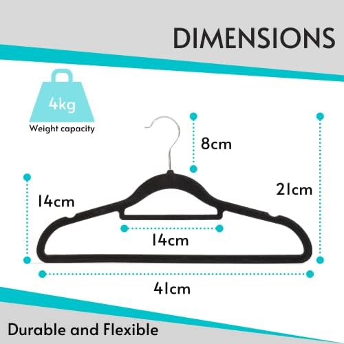20 Non Slip Velvet Hangers | Heavy Duty Black Felt Coat Hangers |360 Degree Swivel Hooks |Premium Space Saving Design