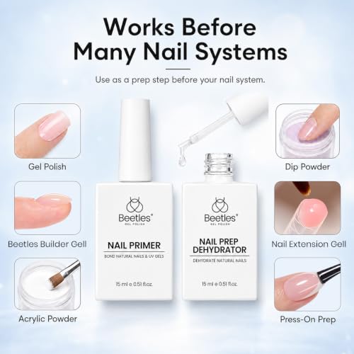 Image of Beetles Nail Dehydrator & Primer Set, No Lifting Prep, Strong Bond, Hema Free for Gel Polish & Acrylic