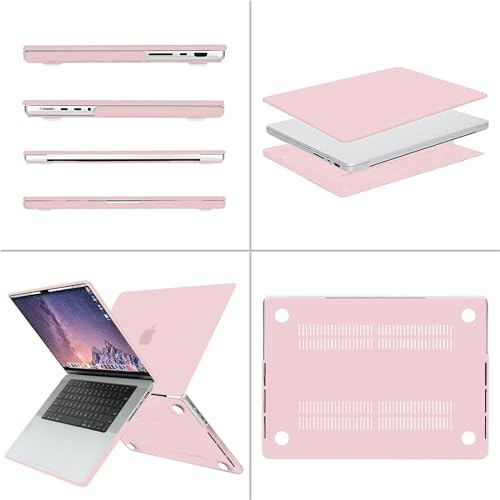 Image of MOSISO Compatible with MacBook Pro 16 inch Case 2025 2024 2023 2022 2021 M4 M3 M2 M1 A3403 A3186 A2991 A2780 A2485 Pro Max, Plastic Hard Shell&Keyboard Cover&Screen Film&Storage Bag, Rose Quartz