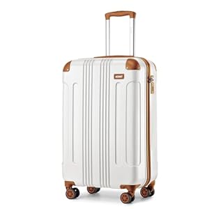 Kono Cabin Suitcase ABS Lightweight Hard Shell - 55x35x20cm 39L Carry-On Hand Luggage 4 Spinner Wheels with Reinforced Corner Protectors (Cream White)