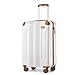 Kono Cabin Suitcase ABS Lightweight Hard Shell - 55x35x20cm 39L Carry-On Hand Luggage 4 Spinner Wheels with Reinforced Corner Protectors (Cream White)