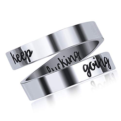 Anillo Inspirador Grabado, Anillo de Dedo Ajustable Abierto Woffoly, Anillos de Declaración Quirúrgicos de Acero Inoxidable 316L, Regalos para Mujeres y Niñas Adolescentes Cover