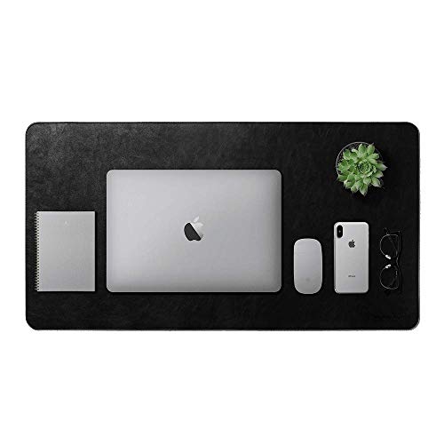 Image of DailyObjects Large Premium Vegan Leather Desk Mat |Anti-Skid|Anti-Slip|85*45cm|Reversible Desk spread Turf Desk /Laptop Mat for Work from Home /Office /Gaming-Extended mouse pad & keyboard desk pad-Black