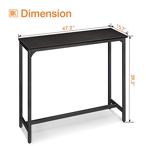 Odk 47" Bar Table, Bar Height Pub Table, Rectangle High Top Kitchen & Dining Tables With Sturdy Legs & Easy-To-Clean Top & 10 Min Quick Assembly, Indoor Use, Black #TOP6