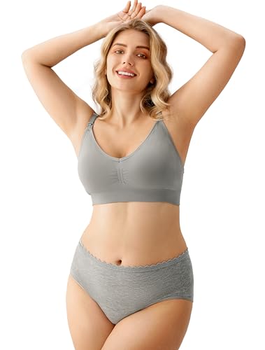 Image of HBselect Women Maternity Bras 5 Pack Nursing Bras for Breastfeeding Seamless Pregnancy Sleep Bralette with Extra Extenders