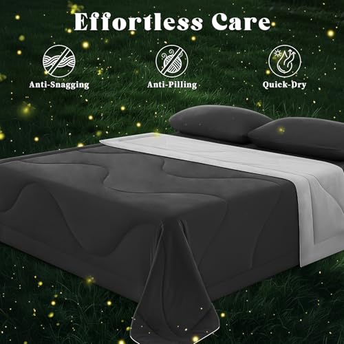 Image of Cooling Comforter King Size, Double-Sided Cooling Blanket for Hot Sleepers & Night Sweats, Arc-Chill Q-Max > 0.4 Breathable Ice Blanket, Lightweight Cold Comforter (108''x90'', Dark Grey)