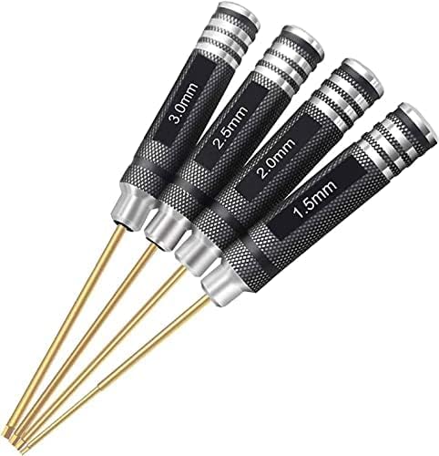 4 PCS Hex Screwdriver Set 1.5mm 2.0mm 2.5mm 3.0mm Hexagon Screw Driver RC Tool Kit, Precision Electronics Repair Tools, for RC Car Boat Quadcopter Helicopter Multirotors Models and Electronic Product