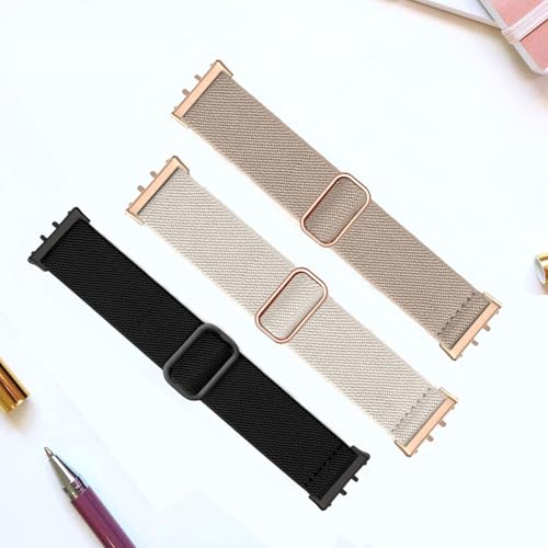 Image of ViCRiOR 3 Pack Stretchy Nylon Solo Loop Watch Bands Compatible with Samsung Galaxy Fit 3, Elastic Braided Strap for Galaxy Fit 3 Band SM-R390 Women Men