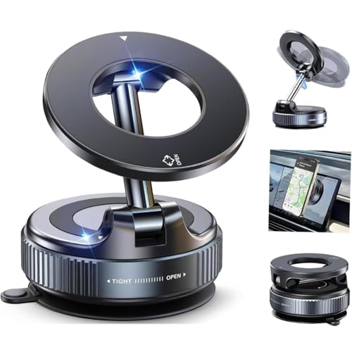 Image of Prime Series 2026 Upgraded 360 Magnetic Car Mobile Holder for Dashboard Vacuum Suction Phone Holder Mount Hand Free Magnetic Cell Phone Stand with Strong Grip Shockproof Suction Cup for Car, Office