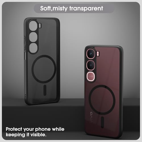 Image of Amazon Basics Back Cover for Vivo Y31 5G Compatible with Mag-Safe Smoke Back | Shockproof Design | Hard Transparent Back Case (Black Smoke Mag-Safe)