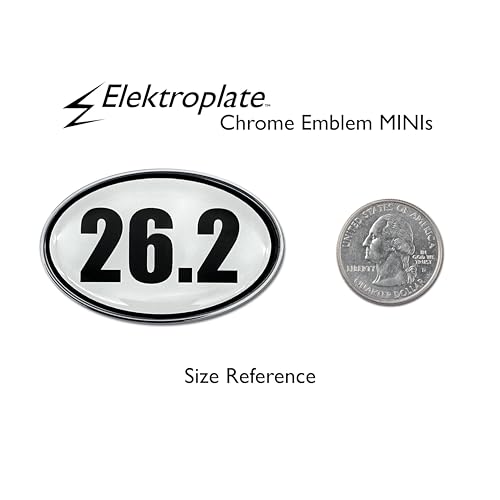 Image of Elektroplate Mini 26.2 Marathon Black & White OEM Chrome Emblems for Motorcycles, Watercrafts, and Decorations | Universal Fit at 2.15 inch x 1.4 inch | Weatherproof | 2-Pack