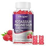 Potassium Magnesium Gummies 1200 mg for Adults Sugar-Free High Absorption Magnesium Glycinate Supplement,Supports Leg Cramps,Muscle,Heart Health,Non-GMO Magnesium Gummy Raspberry Flavor 90 Count
