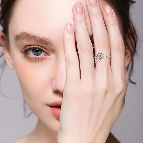 CANDYFANCY Celtic Knot Ring 925 Sterling Silver Open Middle Finger Knuckle Thumb Rings for Women Adjustable Size 4-72