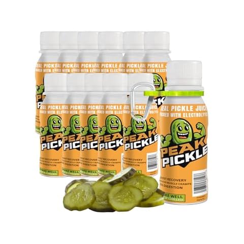 Peak Pickle 3oz Pickle Juice Shots - Dill Pickle Juice Shots With Holder - Pickle Juice for Leg Cramps- Travel Size Dill Pickle Shots For On The Go- Pickle Brine For Cramps, 12 pack Cover